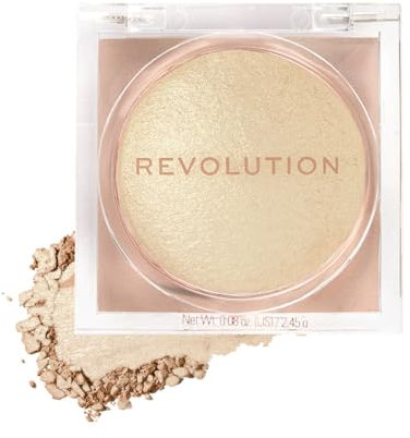 Makeup Revolution Beam Bright Highlighter, All Over Face Glow, Powder To Liquid Formula, 5 Different Shades, Golden Gal