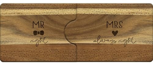 GRUSS & CO Holzbrett-Set mit Spruch Mr. und Mrs. Right | Set aus 2 zusammenlegbaren Holzbrettern, mit eingebranntem Motiv | Hochzeitsgeschenk | 48794