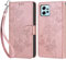 Handyhülle für Xiaomi Redmi Note 12 4G Hülle, Redmi Note 12 4G Hülle, Premium Leder Flip Klappbare Stoßfeste Magnetische [Standfunktion] [Kartenfächern] Schutzhülle Tasche - Roségold Schmetterling