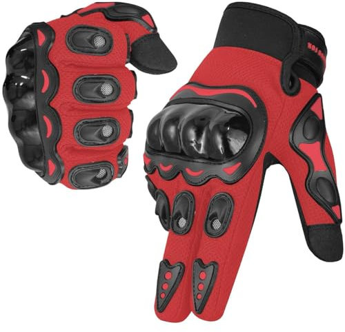WESTWOOD FOX Motorradhandschuhe Herren Damen, Vollfinger Touchscreen Motorradhandschuhe für BMX MX ATV MTB Reiten, Jagen, Klettern und Outdoor-Sportarten (ROT, S)