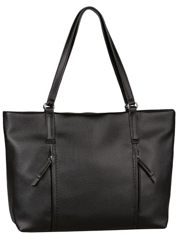 TOM TAILOR Beca Damen Shopper Umhängetasche Reißverschluss Groß Schwarz