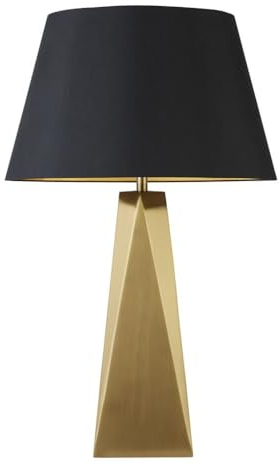 Licht-Erlebnisse Tischlampe in Gold Schwarz E27 58 cm Stoff Metall Retro Design Nachttischlampe Schlafzimmer Tischleuchte Wohnzimmer