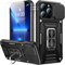 Goodon for iPhone 13 Pro Max Case with Sliding Camera Cover + Screen Protector - Metal Magnetic Kickstand - Military-Grade Shockproof Matte Protective Phone Cover 6.7 for Men Women Girls - Black