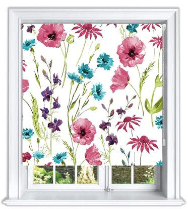 Lister Cartwright Watercolour Floral Printed Roller Blinds(180 cm Width x 155 cm Drop) Window Blackout Blinds Easy Fit Child Safety Included