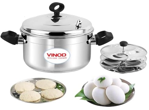 Generic Stainless Steel Idli Maker Cooker - 4 Deeper Plates (16 Idlis) / Idli Steamer/Idly Stand/Plump Fluffy Idlies/SAS Bottom/Induction & Gas Base, EQSZ-160420240011