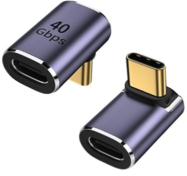 2 Stück USB C 90° Adapter Typ C Buchse auf Stecker Rechtwinkliger Kupplung USB 4.0 40Gbps Datenübertragung Laden, Typ C OTG Adapter für Laptop Tablet Telefon Typ C, USB C Adapter USB C Winkelstecker