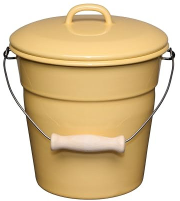 Riess, 0369-124 Organic Bucket with Lid, Diameter 20 cm, 3.5 Litres, Enamel, 1,170 kg, LW21 x 22 x 18.8 cm, Champagne Cooler, Drinks Cooler, Bucket for Ice Cubes, Garden Bucket, Rubbish Bin (Sunshine)