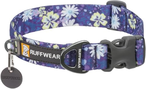 Ruffwear Front Range großes Hundehalsband, bequem und stabil mit seitlicher Schnalle und Gurtband zum Gassigehen mit dem Hund, Größe L (51–66 cm), Wildblume