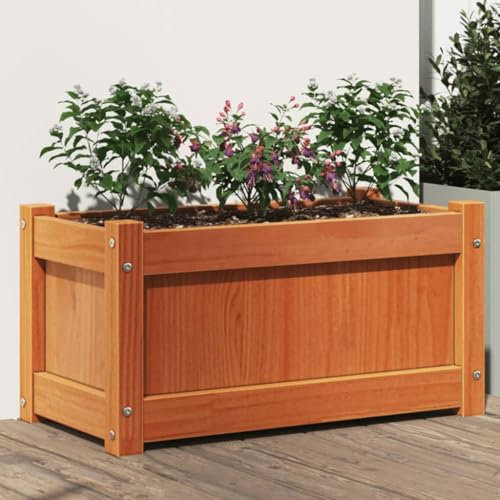 Juroupi Jardinière Cire Marron 60x31x31 cm Bois de pin Massif,Jardiniere sur Pieds,Bac avec Treillis,Jardiniere Terrasse