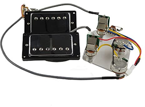 Guitare électrique Micros Humbucker Micros Cou Et Chevalet Micro 4C Faisceau De Câblage Push-pull Single Cut Set Pour For Gibson Guitare Kit de Micro Guitare Électrique(Silver Black Frame)