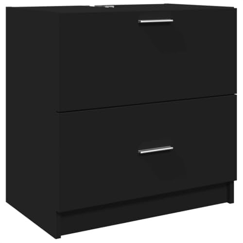 vidaXL Waschbeckenunterschrank, Unterschrank für Badezimmer, Badschrank mit Stauraum, Badezimmerschrank Waschtischunterschrank, Schwarz Holzwerkstoff