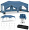 WOLTU Pavillon mit 6 Seitenteilen 4 Sandsäcke, Faltpavillon 3x6m mit Halbmonddach Tragetasche, Gartenpavillon wasserfest stabil UV-Schutz, Partyzelt Outdoor höhenverstellbar, Blau