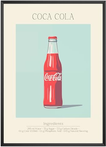 MJ-GRAPHICS® Poster Cola Bilder Küche Bild A3 Küchenbilder Deko Wohnzimmer Poster Küchen Bilder Küche Deko Bilder Poster Küche Wand Retro Poster Cocktail Küchenposter - ohne Rahmen