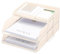 ZESLIV Schreibtisch Organizer mit Aktenhalter, 2-stufiger Briefablage mit Schublade und Obere Box, Mesh Schreibtisch Akten Organizer mit Zeitschriftenhalter für büro organizer, Beige