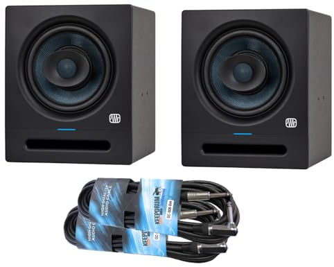 PreSonus Eris Pro 8 Aktiver Studio-Monitor Lautsprecher 1 Paar mit 2X keepdrum Klinkenkabel