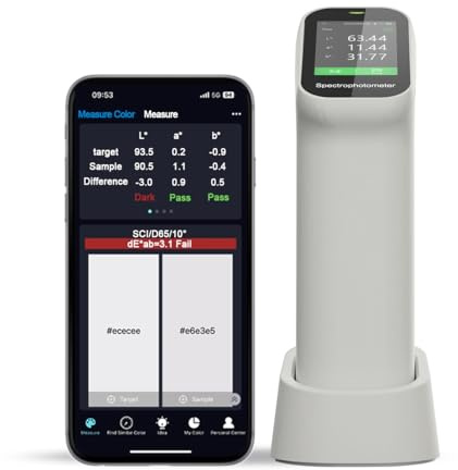 Hochpräzises Farbmessgerät VK10,30+ Parameter, Touchscreen-Steuerung, mit APP und PC-Software,Farbstärke – speziell für Kunststoff- und Textilfarben