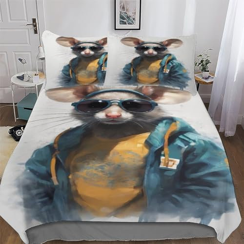 AAPZY Maus Bettbezüge Atmungsaktive Angenehme Bettwäsche Set Weiche Mikrofaser Bettbezug Mit Kissenbezug 2 teilig Jungen Mädchen Deckenbezug Single (135x200cm)