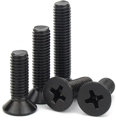 10 Stück M1 M1,2 M1,4 M1,6 M1,7 M2 M2,5 M3 M3,5 M4 M5 kleine schwarze Stahl-Phillips-Senkkopfschrauben, M1.4