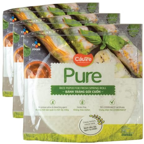 Cau Tre Papel de arroz redondo de 22 cm de diámetro - 280 gr (Paquete de 3)
