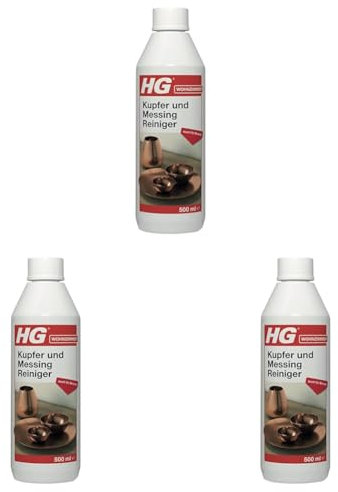 HG Kupfer und Messing Reiniger, einfache und mühelose Entfernung von Schmutz und Ablagerungen auf Kupfergegenständen, Messing unf Bronze - 500ml (Packung mit 3)