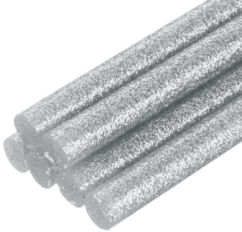 sourcing map 6pcs Full Size Hot Glue Sticks for Glue Gun 7mm x 200mm Small Glue Sticks, Glitter Silver