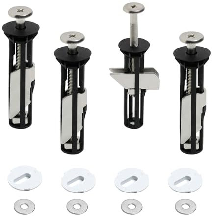 Toilet Seat Fittings, 4Pcs Heavy Duty Toilet Seat Fastener Bolts Toilet Seat Screws Toilet Seat Locking Bolt Replacement Fixing Kits for Top Lid Hinges, Easy Install Toilet Fixing Kit with Washers