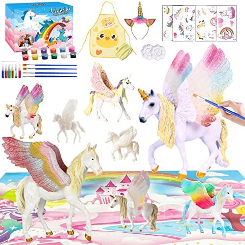 Withosent 44pcs Einhorn Bastelset Kinder, Spielzeug Einhörner Bemalen Malset,Bastelsets für Kinder Geschenk Mädchen 3 4 5 6 7 8 Jahre,Ostern Geschenke
