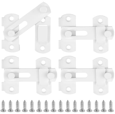 4 Piezas Cerrojo Puerta Corredera de Acero Inoxidable, Pestillos para Puertas Corredera con Tornillos, Pestillo Puerta Exterior, Corredera Blanca para Puertas Interior Cierre para Jardín, Baño