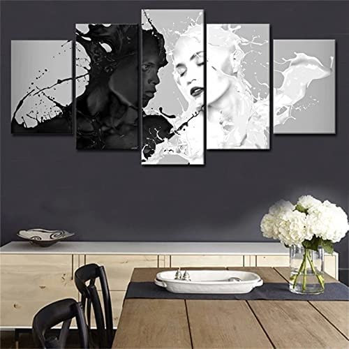 Leinwand Gemälde Paar Charaktere | Ungerahmt 200 X 100 Cm | 5 Stück Wall Art Malerei Tapeten Poster Print Wohnzimmer Schlafzimmer Esszimmer Büro Kinderzimmer Home Decor Kunstwerk-529510312844