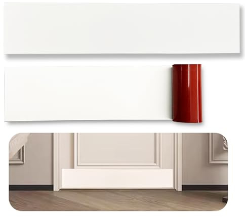 BAJIAOREN 2 Pack Silicone Rubber Door Kick Plate 28 Inches Self Adhesive White KickPlates Trimmable for 24-30 Inch Wide Exterior Interior Bottom of Doors Peel and Stick On 8x28 in