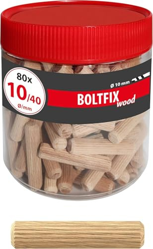 TOX Holzdübel Boltfix M wood 10x40 mm, zuverlässige Verbindung von Holzteilen mit perfektem Sitz und Halt, nachhaltig und ästhetisch, für Möbel geeignet, 80 Stück in der praktischen Runddose 015200181