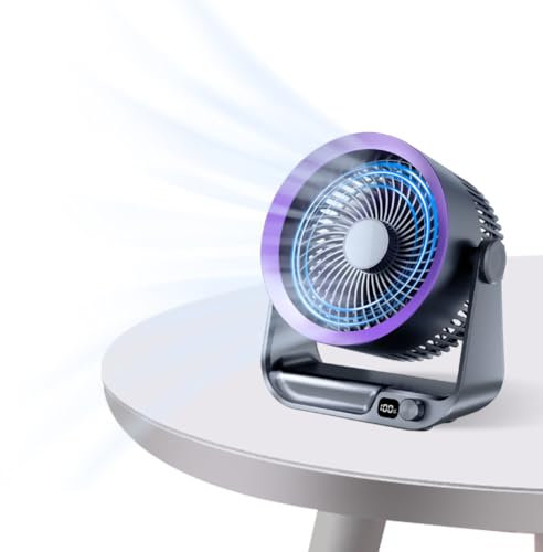 CRGANGZY 180 ° Wechseln Sie die persönliche Kühlung leistungsstarker USB -Desk -Lüfter Kordeless persönlicher Lüfter Verstellbarer Winkel Tragbares Wireless for Home Office Outdoor Camping