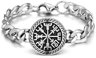 Zysta Herren Armband Wikinger Kompass Armkette Kubanische Armband Männer Vintage Nordisch Schmuck für Biker Motorradfahrer