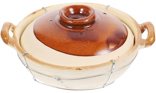 Lurrose Stewing Pot Ceramic Casserole Dish with Double Handles 800Ml for Home Kitchen Cooking and Induction Hob