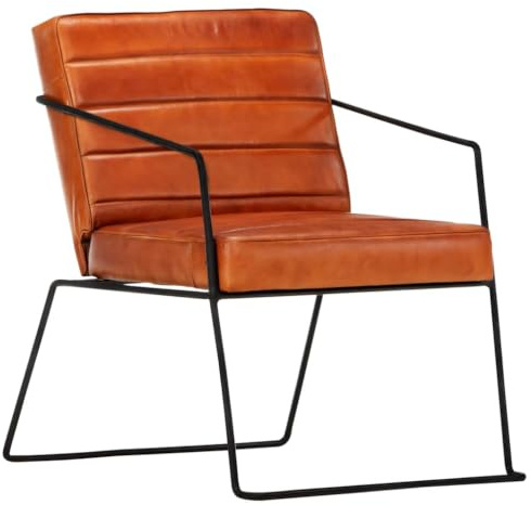 nestroco Sessel Hellbraun Echtleder moderner Lounge Stuhl mit Armlehnen und Polster für Relaxen, Fernsehen, Lesen oder Lounge im Wohnzimmer, Büro oder Kaminraum