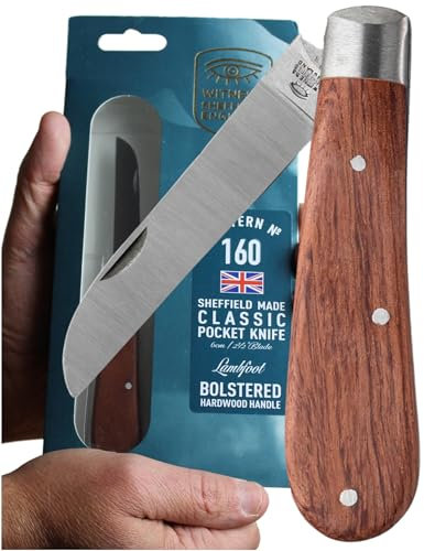UK Legal Folding Pocket Penknife - Classic Range, Lambfoot Blade 6.5cm, 420H Stainless Steel, Hardwood Triple-Rivet Handle. EDC Knife for Whittling, Slicing, Everyday Tasks, Made in Sheffield