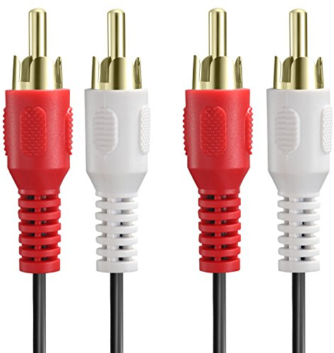 Fosmon Cable RCA (1.8M) 2RCA Male a 2RCA Male Estéreo Audio Cable, Compuesto Audio [Derecha/Izquierda] 2 RCA Enchufe M/M Conector Rojo & Blanco para A/V Receptor, Amplificador, Proyector, Casa Teatro