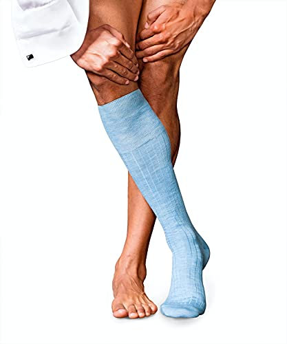 FALKE Herren Kniestrümpfe No. 2 M Kh Kaschmir lang einfarbig 1 Paar, Blau Bleue Melange 6266, 45-46