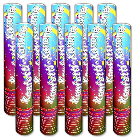 HAC24 10x Konfettikanone bunt für drinnen und draußen Konfetti Popper Shooter Kanone