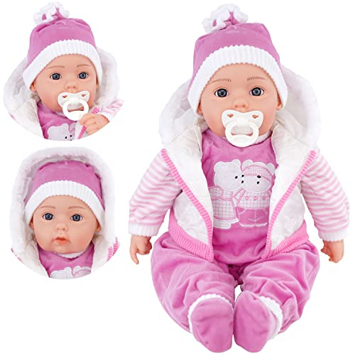 Bibi Doll - 20 Lifelike Large Size Soft Bodied Baby Doll Girls Boys Toy With Dummy & Sounds (White Coat)