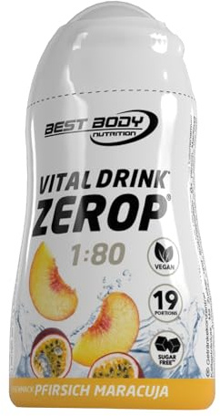 Best Body Nutrition Vital Drink ZEROP - Pfirsich-Maracuja, Original Getränkekonzentrat - Sirup - zuckerfrei, 1:80 ergibt 19 Portionen Fertiggetränk