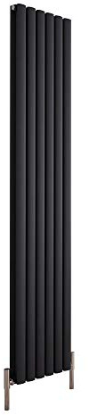 Milano Aruba Anthracite Vertical Double Oval Panel Aluminium Radiator - 1800mm x 350mm
