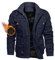 TACVASEN Uomo Winter Militare Giacca in Pile Cappotto con Cappello Staccabile, Blu Navy, M