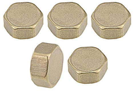 sourcing map 5 Stück Blindstopfen Rohrstopfen G1/2 Rohrverschraubung Sechskant Kompressions Absperrventil Anschluss für Garten Wasserleitung 11x23mm