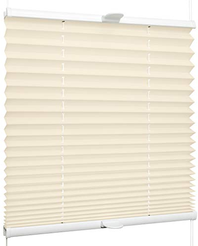 SchattenFreude Klemmfix-Plissee für Fenster | Mit Klemm-Haltern | Ohne Bohren | Creme, Breite: 95cm x Höhe: 130cm