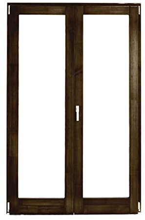 Porta Finestra 2 Ante In Legno con Anta Ribalta - Verniciato in 6 colori a scelta - Vetrocamera bassoemissivo e antinfortunio - 4 Misure a scelta (1120x2355 (Sinistra), T21 Noce Brennero)