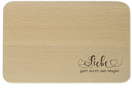 Frühstücksbrettchen mit Gravur - Liebe geht durch den Magen - (L23 x B15 x H1cm) - Brotzeitbrett - Vesperbrett - Jausenbrett - Schneidebrett Vesper/Jause/Brotzeit - STEMPEL-FABRIK