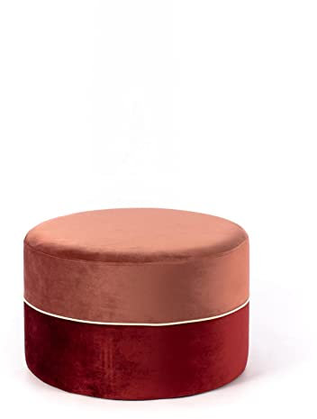 Twist Design Olivia Big Pouf aus Samt, Altrosa / Bordeaux