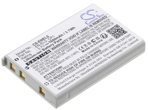 TECHTEK Batterie 1000mAh Compatible avec [Nikon] Coolpix 3700, Coolpix 4200, 5200, 5900, 7900, P100, P3, P4, P5000, P510, P FBA