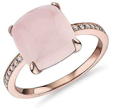 JewelryGift 14K Oro Rosa Placcato Anello Prong Anello Naturale al Quarzo Rosa Cintura Gemma Ultima mossanite Gioielli Fini per Le Donne Anello: 69